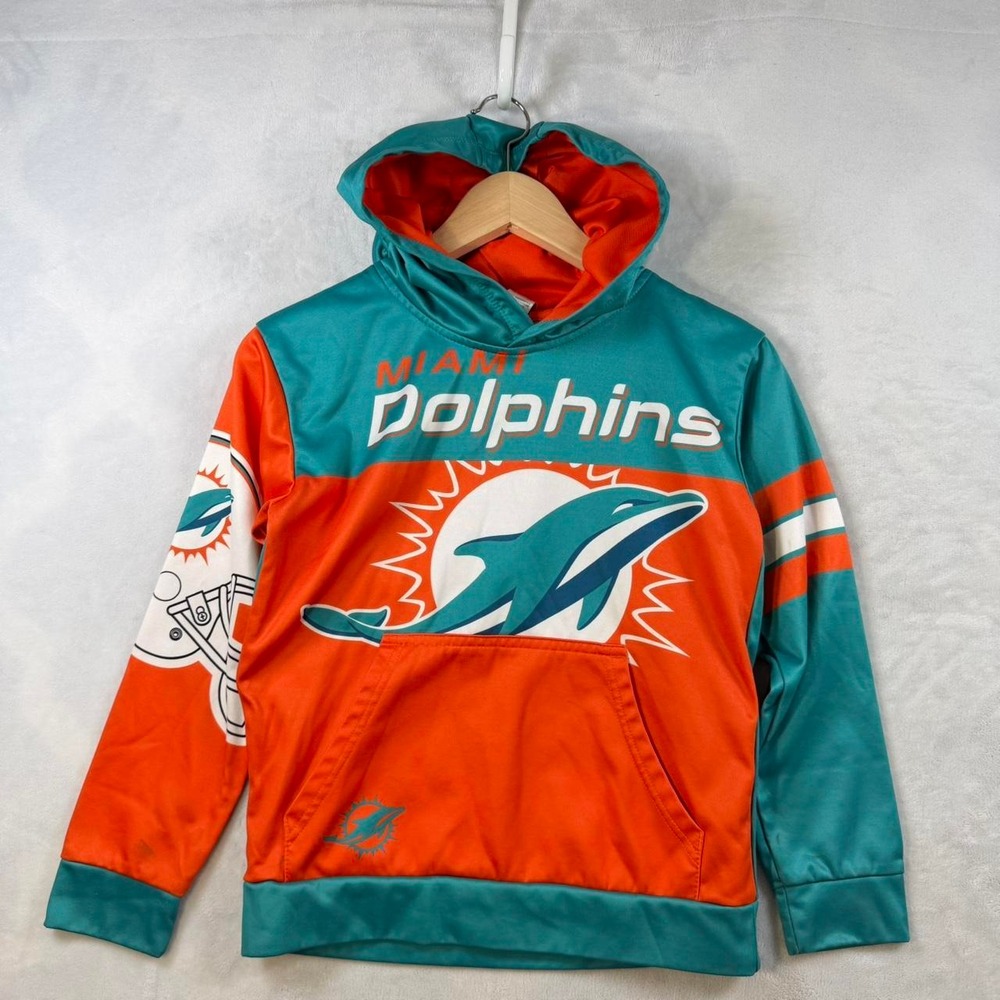 Youth Small Orange/Aqua Miami Dolphins First and Goal Pullover Hoodie